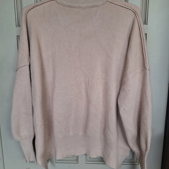 Unisex Oversized Sweater SzL Long Sleeve Knit Banded Hem/Collar/Cuff Creme Knit - Picture 8 of 9